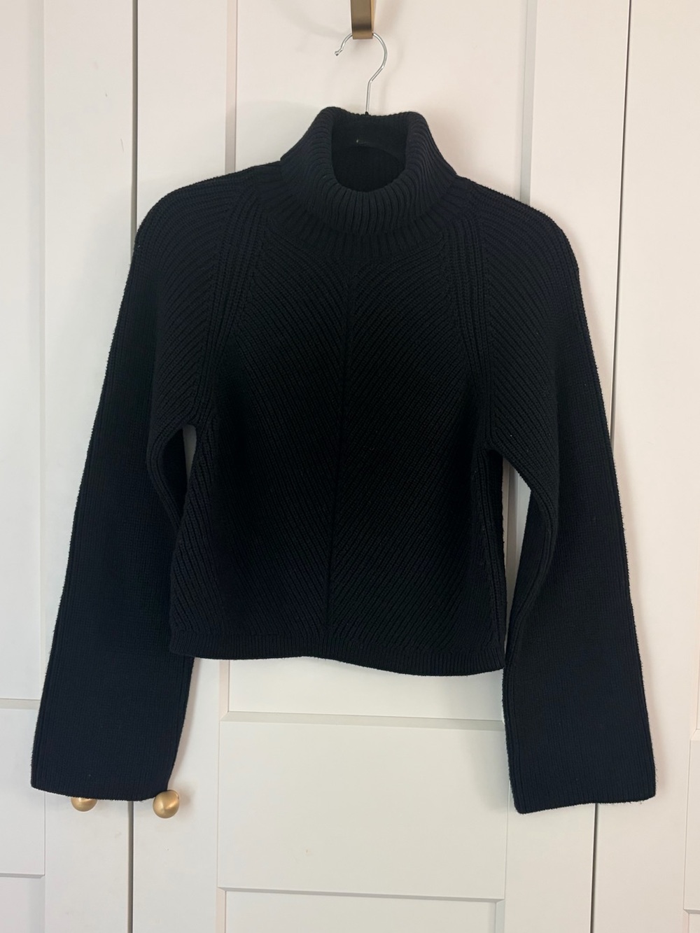 Anthropologie Maeve Black Ribbed Turtleneck Sweater | S